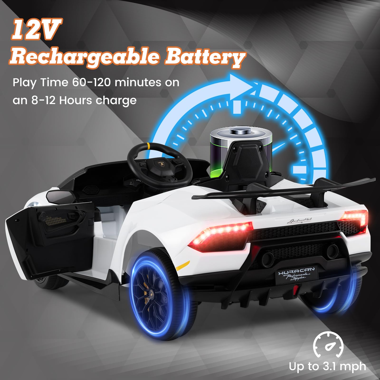 Lamborghini Huracan Ride On Car - 12V Electric Kids Car with Remote Control