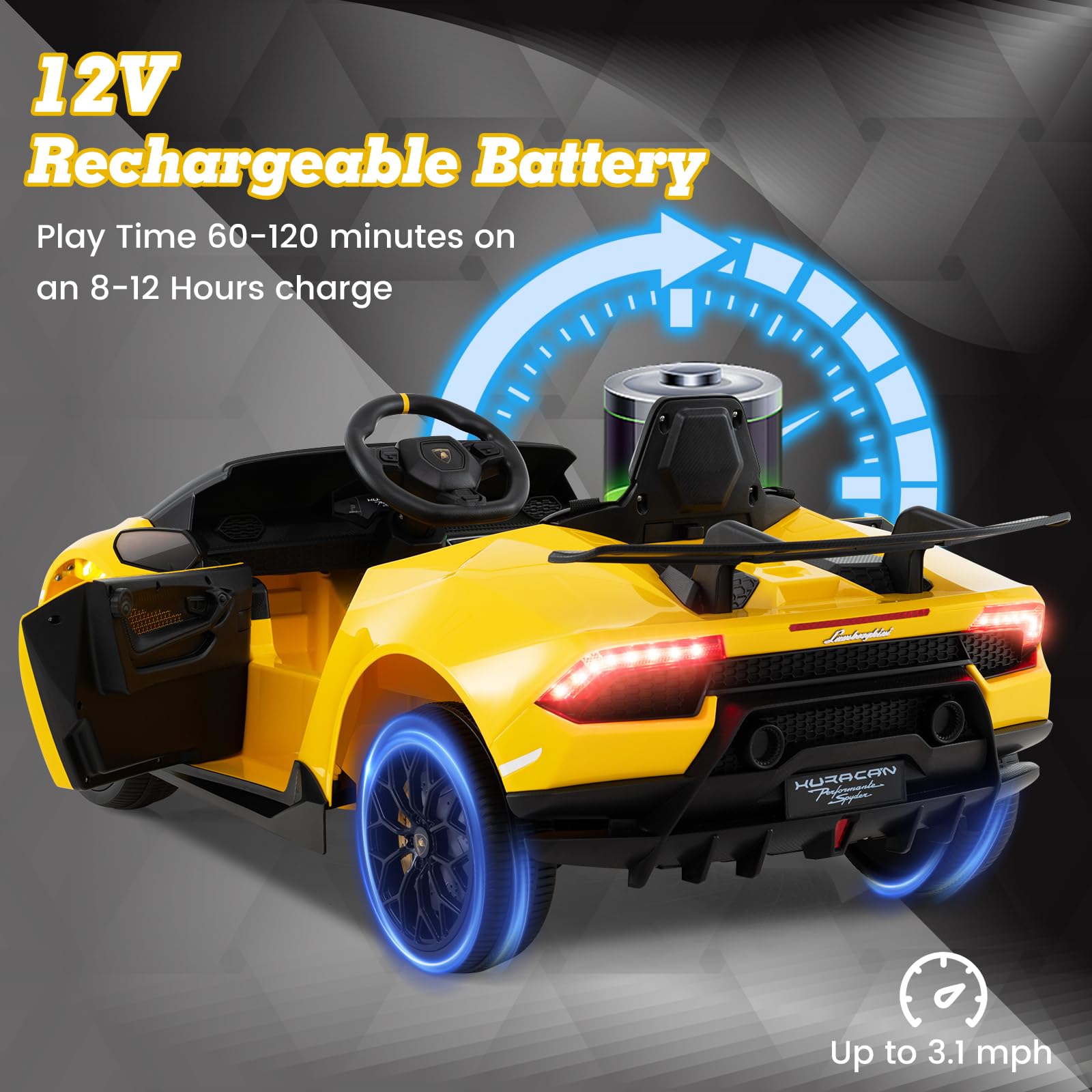 Lamborghini Huracan Ride On Car - 12V Electric Kids Car with Remote Control