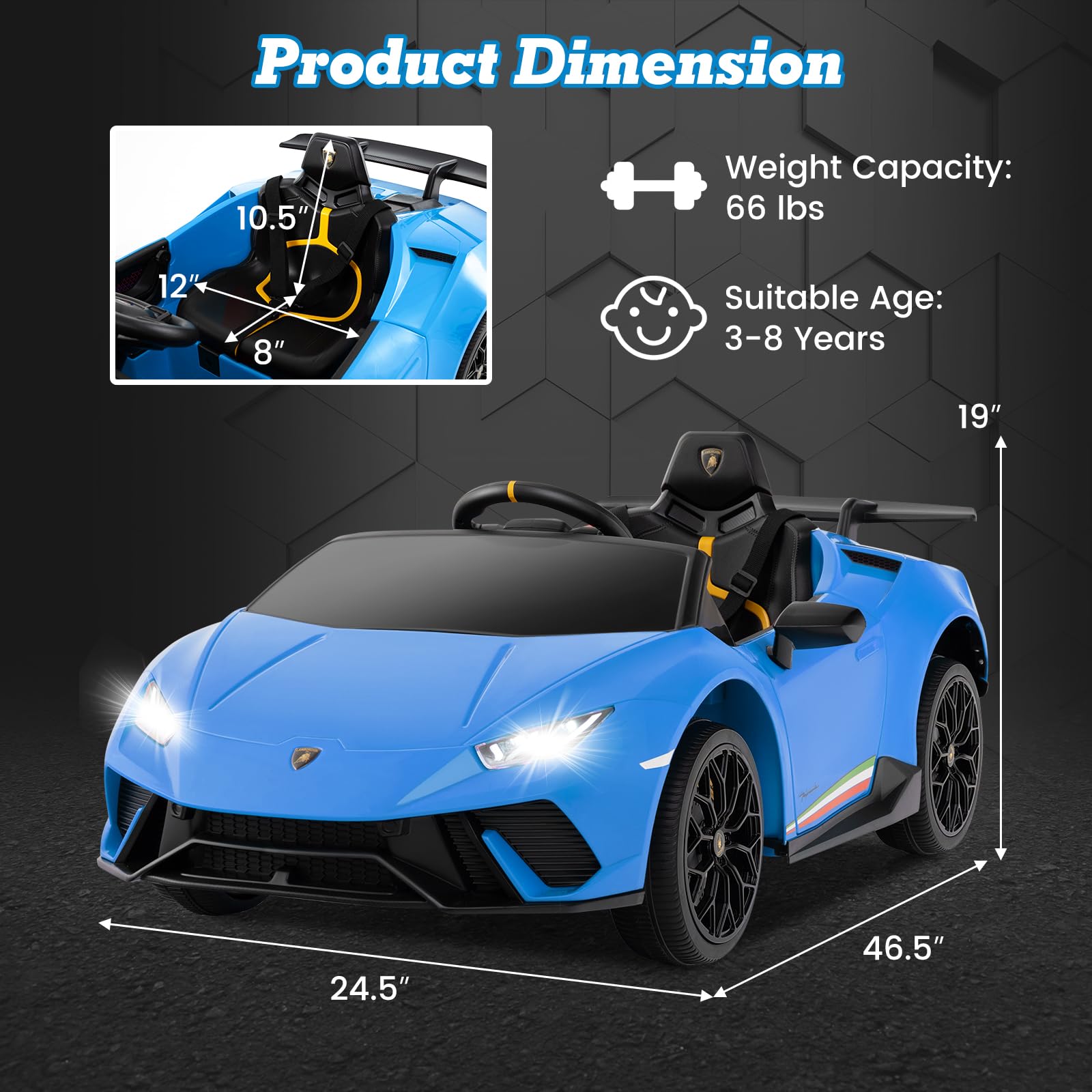 Lamborghini Huracan Ride On Car - 12V Electric Kids Car with Remote Control