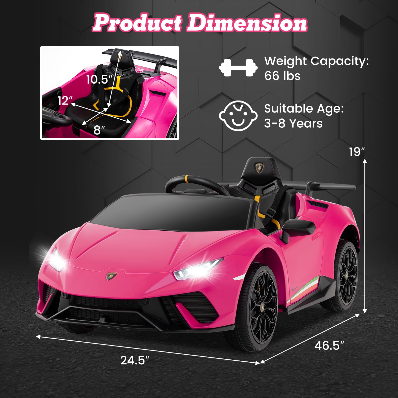 Lamborghini Huracan Ride On Car - 12V Electric Kids Car with Remote Control