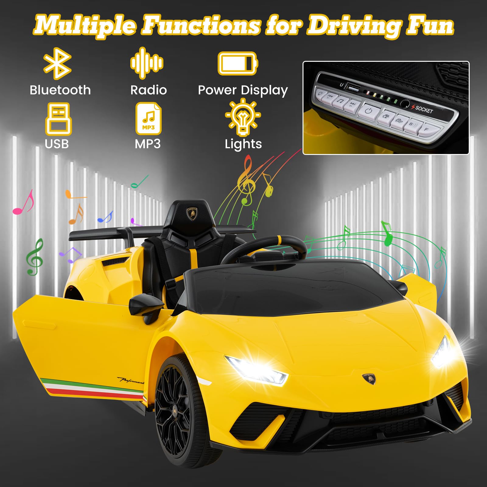 Lamborghini Huracan Ride On Car - 12V Electric Kids Car with Remote Control