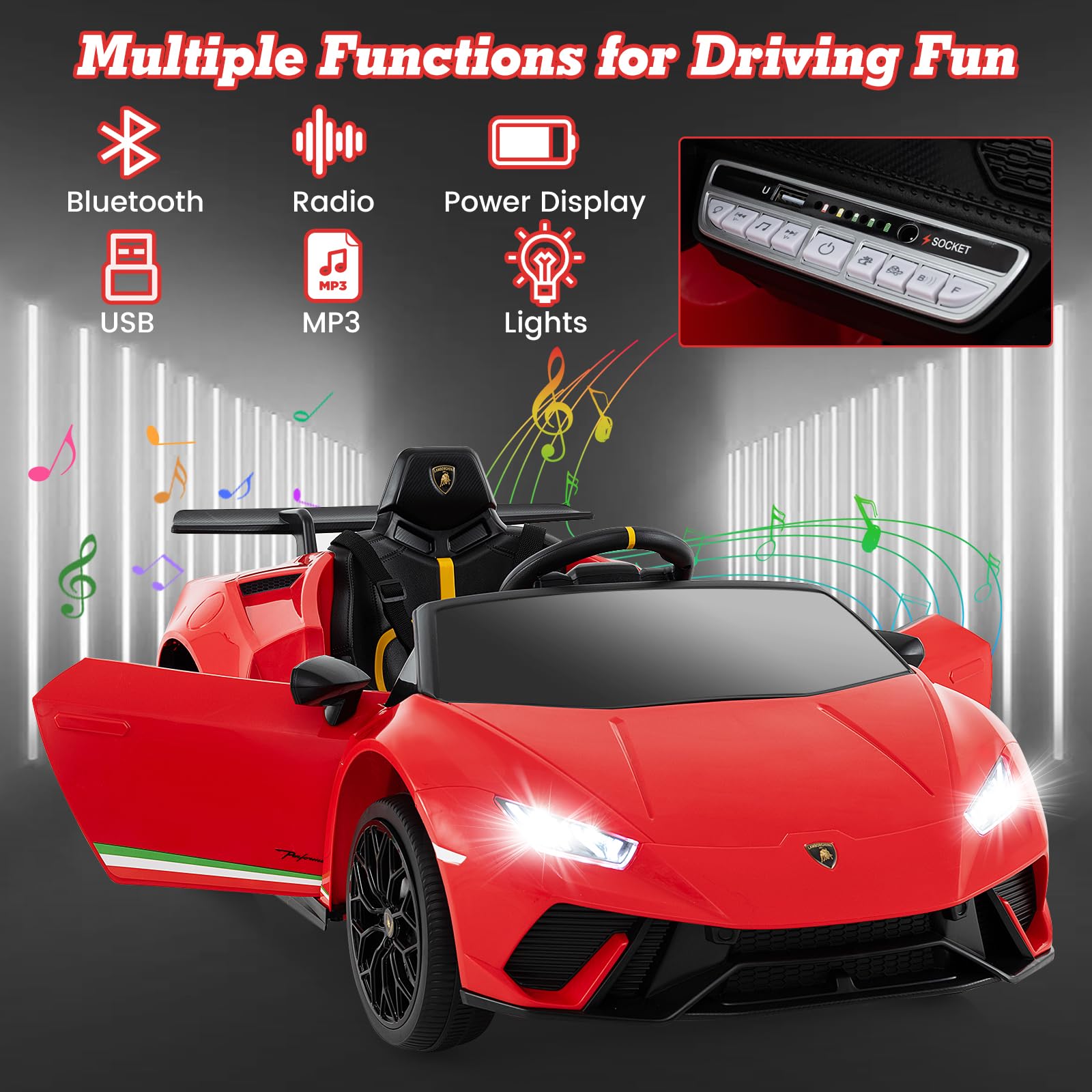 Lamborghini Huracan Ride On Car - 12V Electric Kids Car with Remote Control