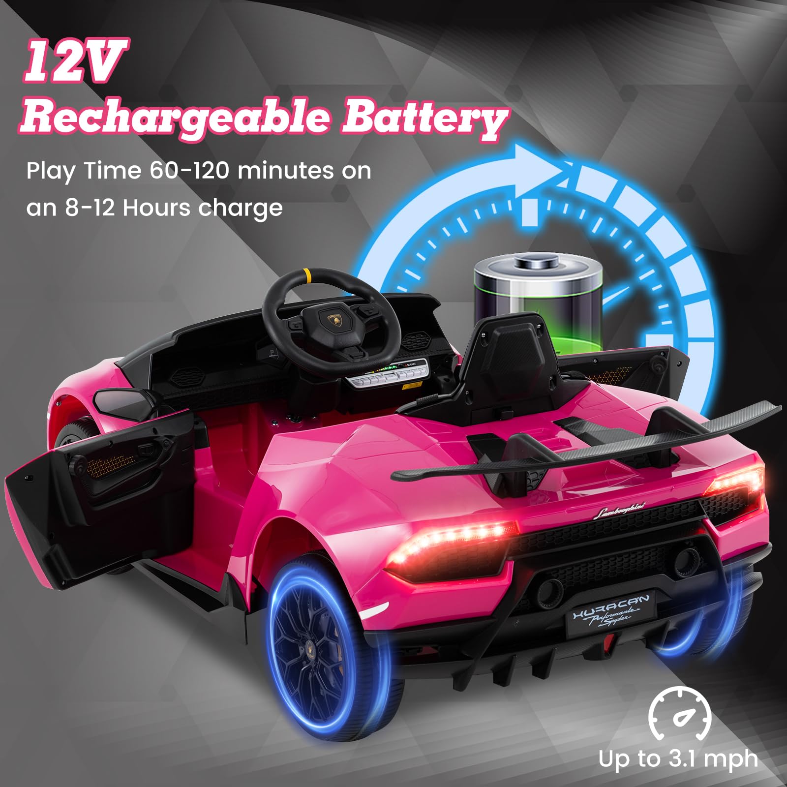 Lamborghini Huracan Ride On Car - 12V Electric Kids Car with Remote Control