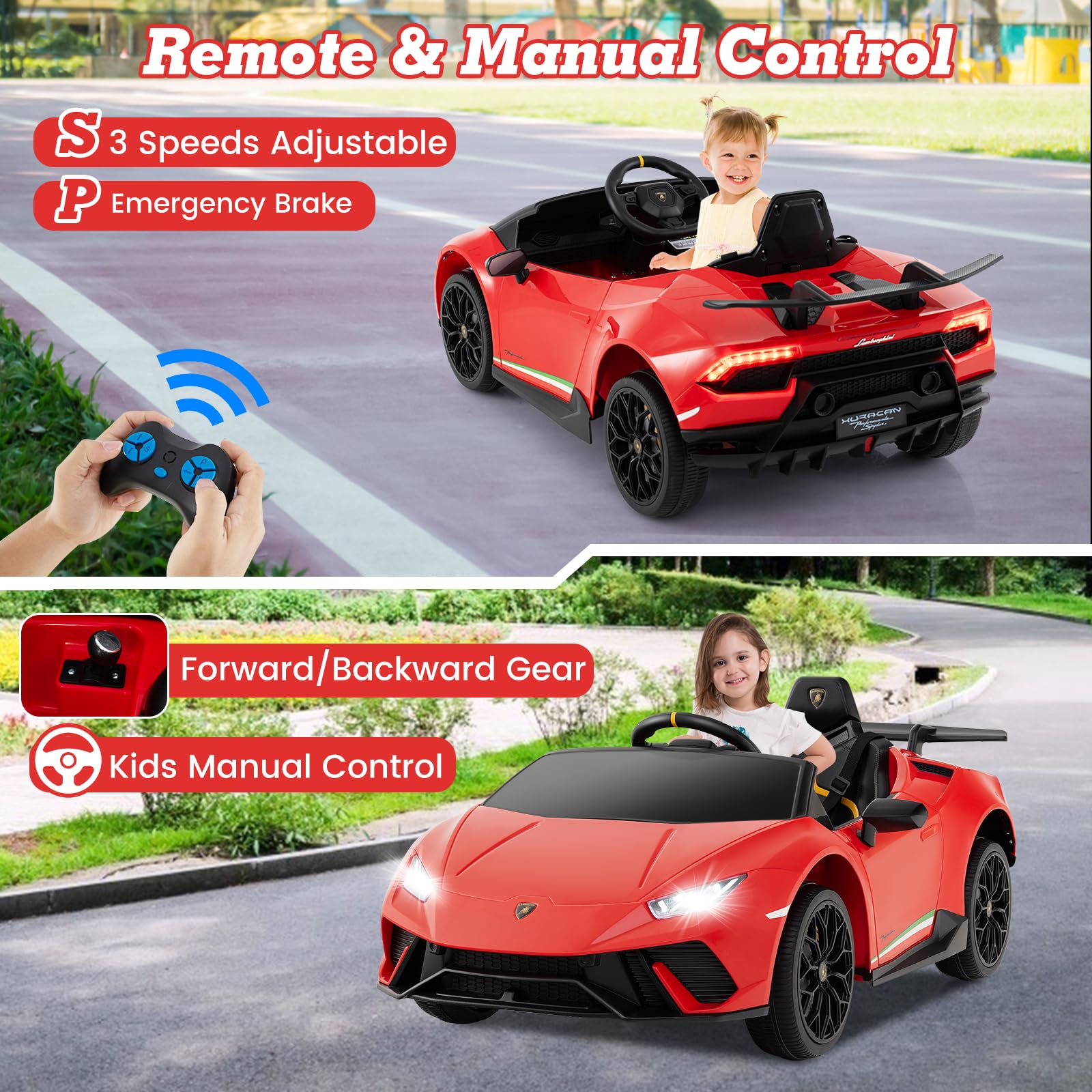 Lamborghini Huracan Ride On Car - 12V Electric Kids Car with Remote Control