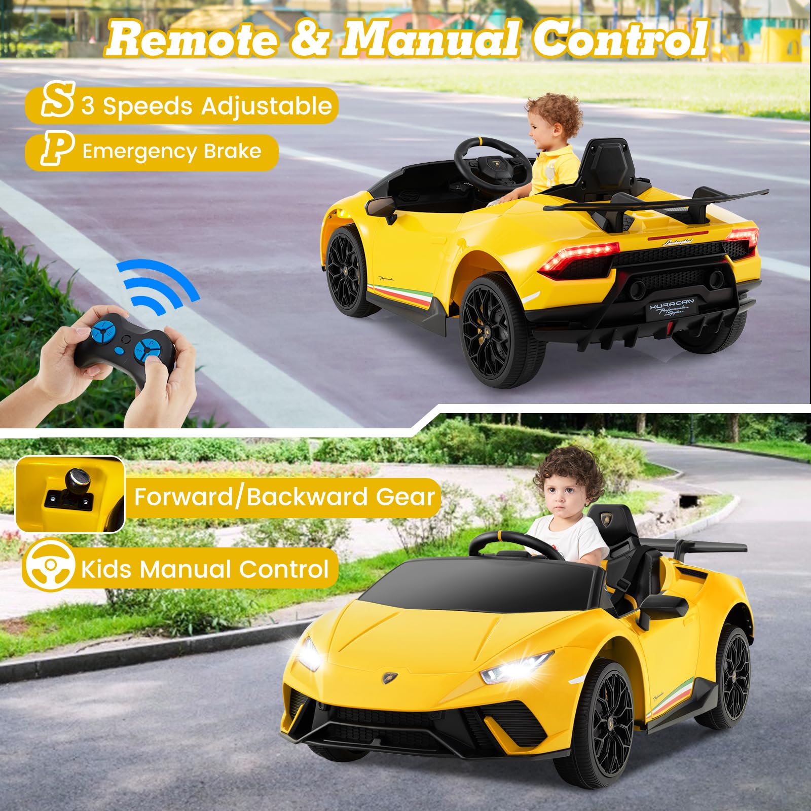 Lamborghini Huracan Ride On Car - 12V Electric Kids Car with Remote Control
