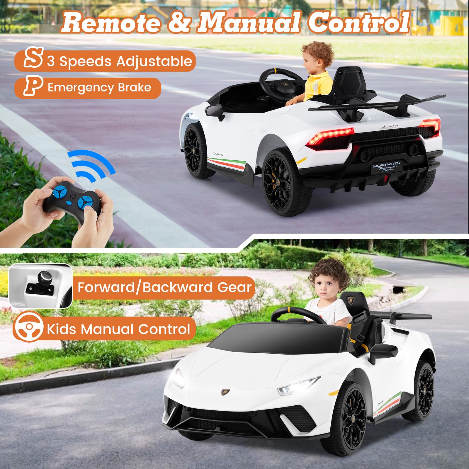 Lamborghini Huracan Ride On Car - 12V Electric Kids Car with Remote Control