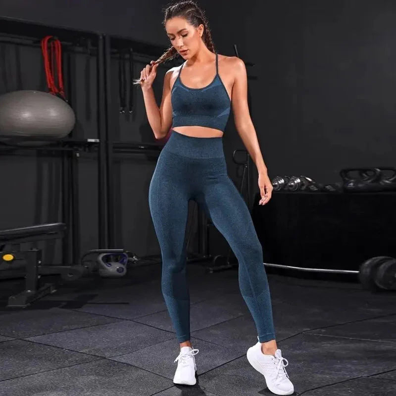 2-Piece Women's Seamless Yoga Set – Sports Bra & High-Waist Leggings