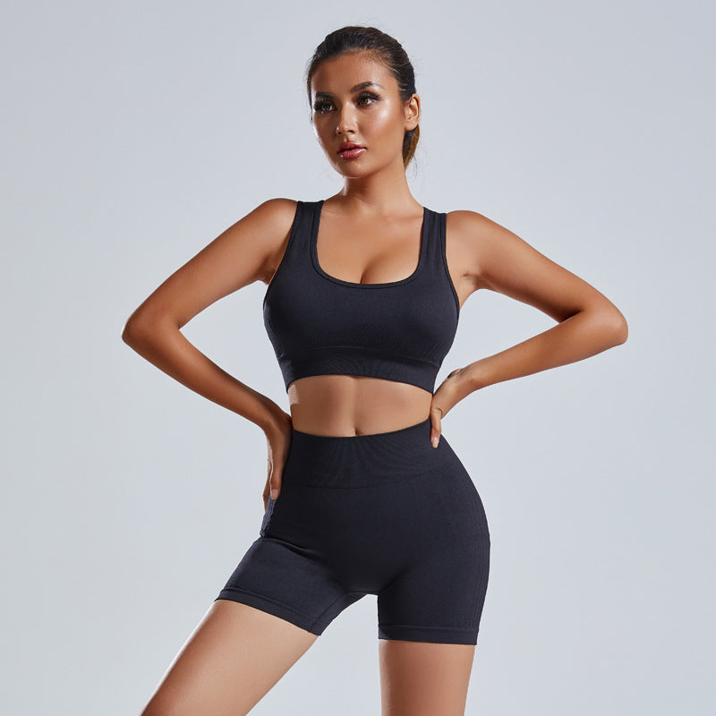 Seamless Yoga Bra & Shorts Set – Women's Workout Two-Piece